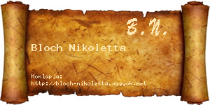 Bloch Nikoletta névjegykártya